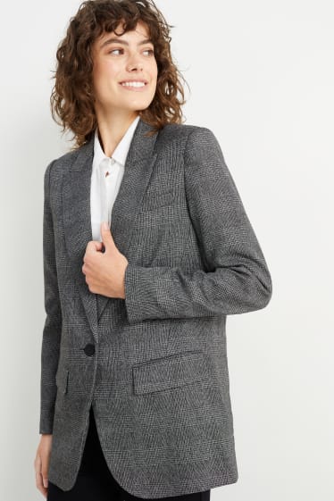 Donna - Blazer oversize - a quadretti - grigio scuro