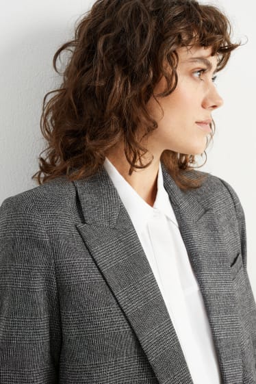 Dames - Oversized blazer - geruit - donkergrijs