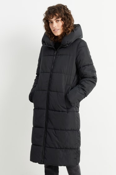 Mujer - Abrigo acolchado con capucha - negro