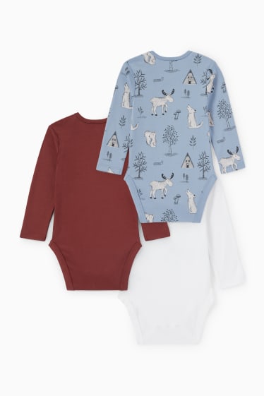 Babys - Set van 3 - bosdieren - rompertje - crème wit