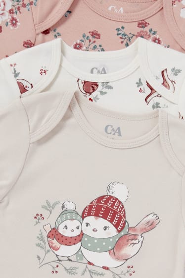 Bebés - Pack de 3 - pajaritos y florecillas - bodies para bebé - blanco roto