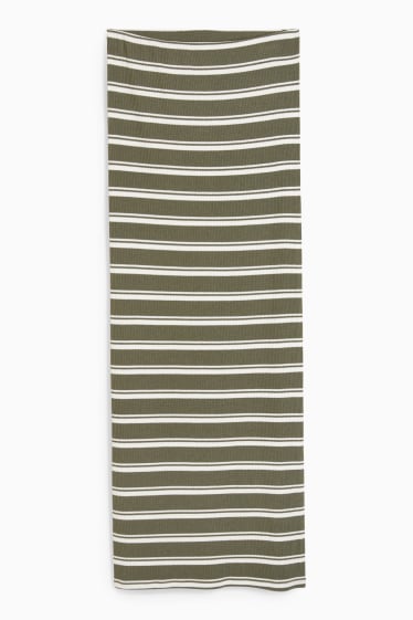 Donna - Gonna in maglia - a righe - verde scuro