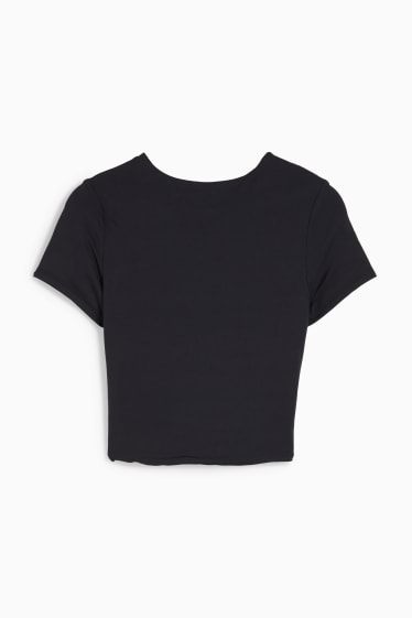 Adolescenți și tineri - CLOCKHOUSE - tricou crop - negru