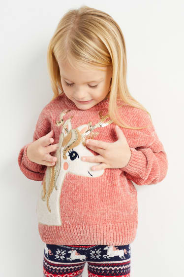 Kinder Mädchen - Chenille-Pullover - rosa