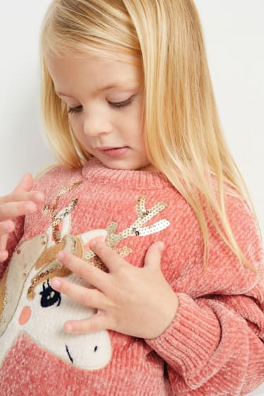 Kinder Mädchen - Chenille-Pullover - rosa