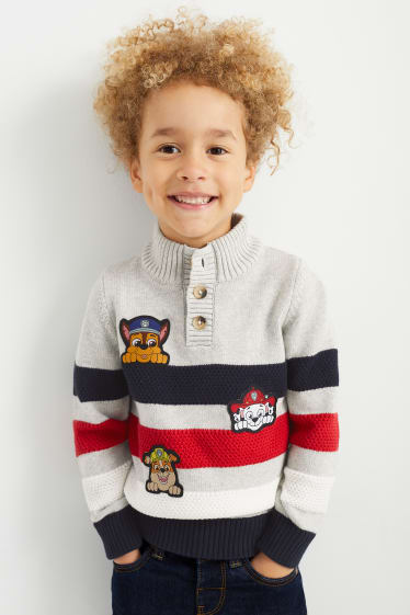 Enfants garçons - Pat’ Patrouille - pullover - à rayures - gris clair chiné