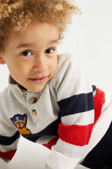 Enfants garçons - Pat’ Patrouille - pullover - à rayures - gris clair chiné