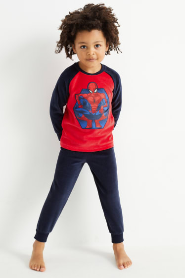 Enfants - Spider-Man - pyjama d’hiver - 2 pièces - rouge / bleu