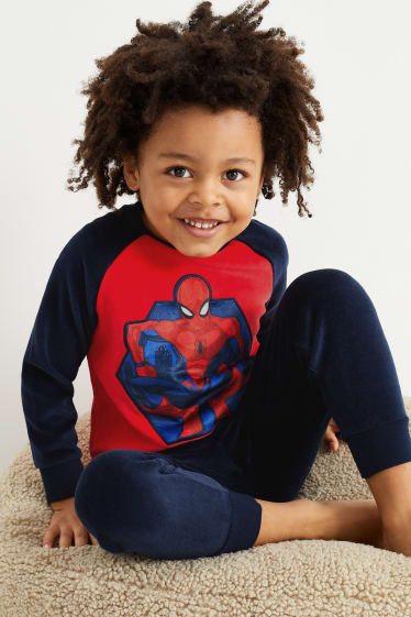 Dzieci - Spider-Man - zimowa piżama - 2 części - czerwony / niebieski