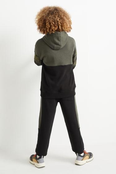 Dzieci - Komplet - bluza z kapturem i spodnie dresowe - 2 części - ciemnozielony