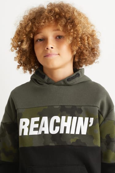 Enfants garçons - Ensemble - sweat à capuche et pantalon de jogging - deux pièces - vert foncé