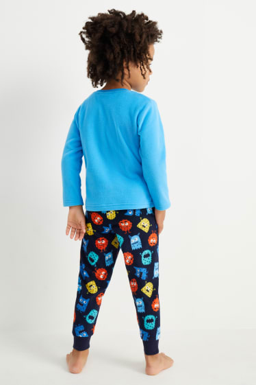 Kinderen: jongens - Set van 2 - graafmachine - pyjama van fleece - 4-delig - lichtblauw