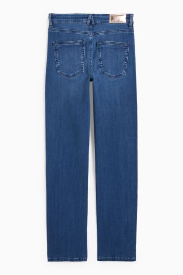 Damen - Straight Jeans mit Strasssteinen - Mid Waist - jeansblau
