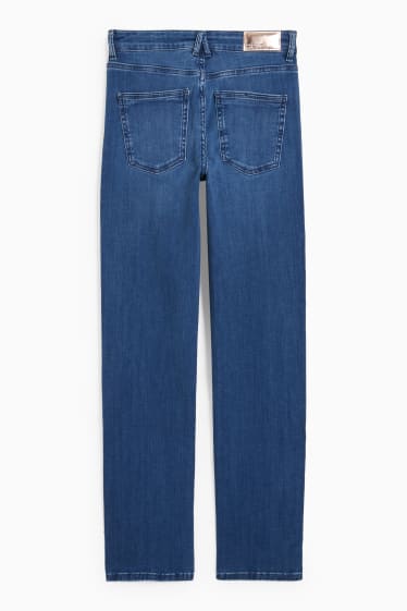 Dames - Straight jeans met strass-steentjes - mid waist - jeansblauw