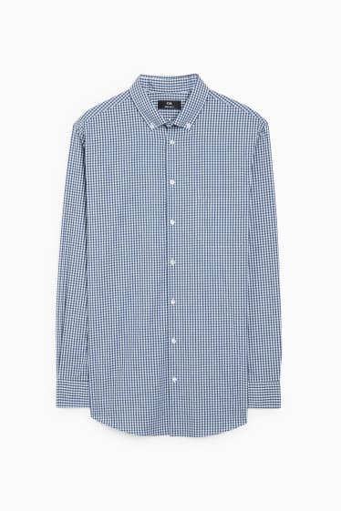 Heren - Fijn gebreide trui en overhemd - regular fit - button down - donkergroen