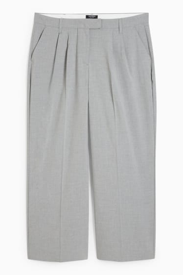 Femmes - Pantalon de toile - mid waist - wide leg - gris