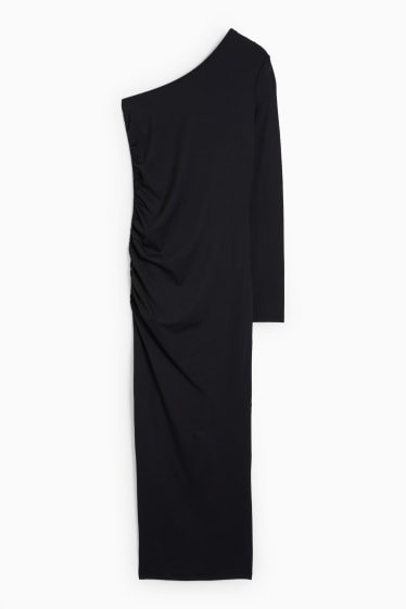 Damen - One-Shoulder-Kleid - schwarz