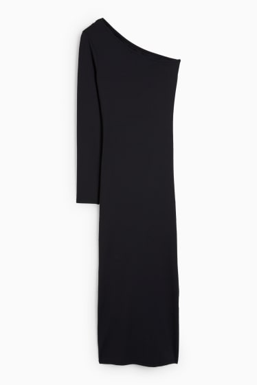 Damen - One-Shoulder-Kleid - schwarz