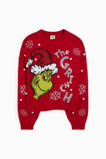 Teens & young adults - CLOCKHOUSE - Christmas jumper - The Grinch - dark red