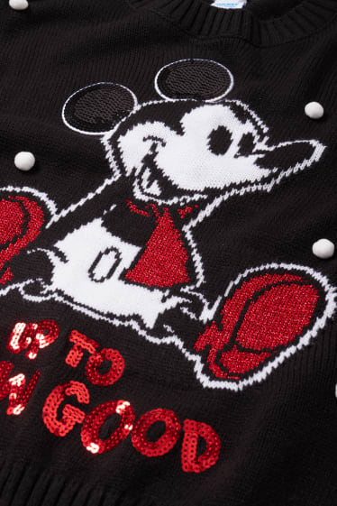 Dames - Kersttrui - Mickey Mouse - zwart