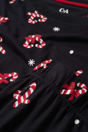 Dames - Pyjama voor de kerst - met patroon - zwart
