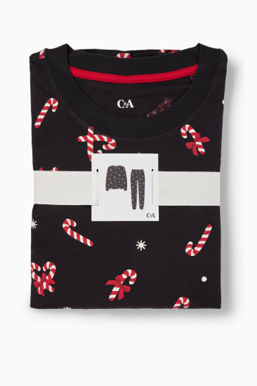 Dames - Pyjama voor de kerst - met patroon - zwart