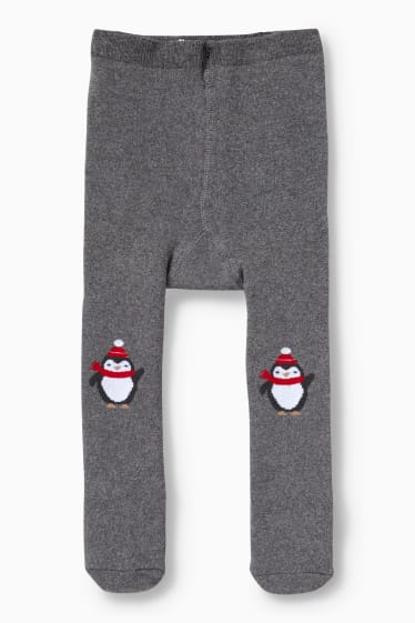 Bébés garçons - Pingouin - collants antidérapants de Noël pour bébé - gris foncé