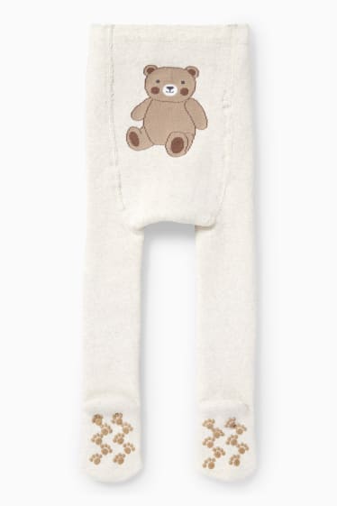 Unisex - Bärchen - Baby-Anti-Rutsch-Strumpfhose - hellbeige