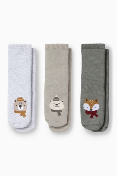 Babys - Multipack 3er - Tiere - Baby-Anti-Rutsch-Socken mit Motiv - grün