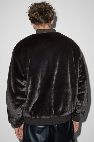 Herren - Kunstfell-Blouson - schwarz