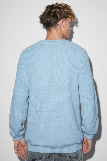 Uomo - Maglione - a coste - azzurro