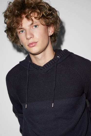 Men - Hooded jumper - dark blue