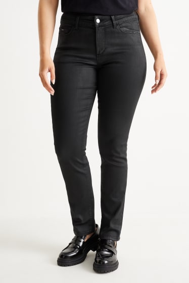 Damen - Slim Jeans - Mid Waist - schwarz