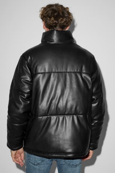 Bărbați - Jachetă matlasată - imitație de piele - negru