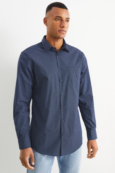 Home - Jersei de punt fi i camisa - regular fit - coll kent - blau fosc