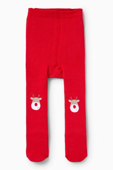 Unisexe - Rudolphe - collants antidérapants de Noël pour bébé - rouge foncé