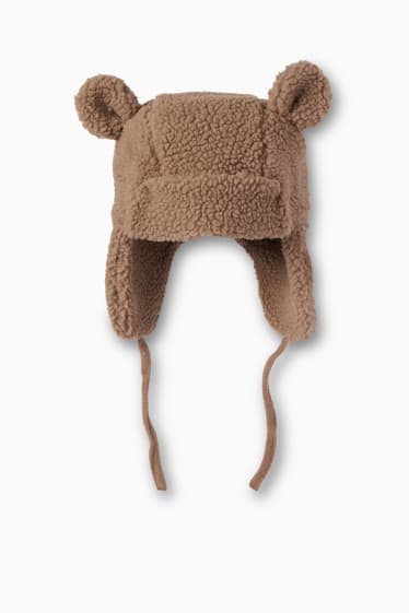 Bébés - Bonnet en peluche pour bébé - beige