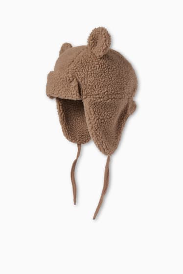 Bébés - Bonnet en peluche pour bébé - beige