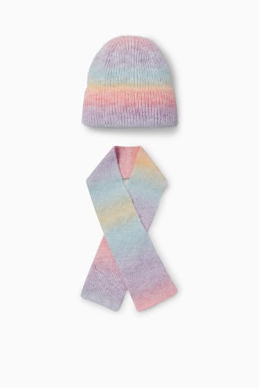 Children - Set - knitted hat and scarf - multicoloured