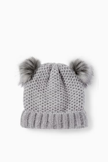 Enfants filles - Bonnet en maille - gris