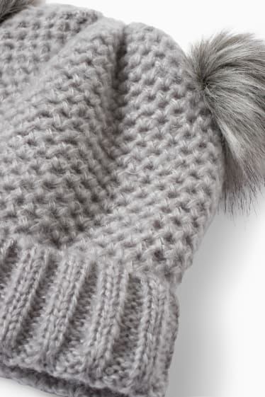 Enfants filles - Bonnet en maille - gris