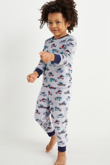 Kinder Buben - Winterpyjama - 2 teilig - grau