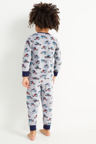 Kinder Buben - Winterpyjama - 2 teilig - grau