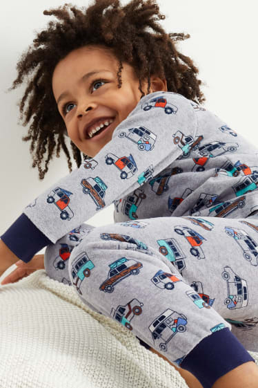 Kinder Buben - Winterpyjama - 2 teilig - grau