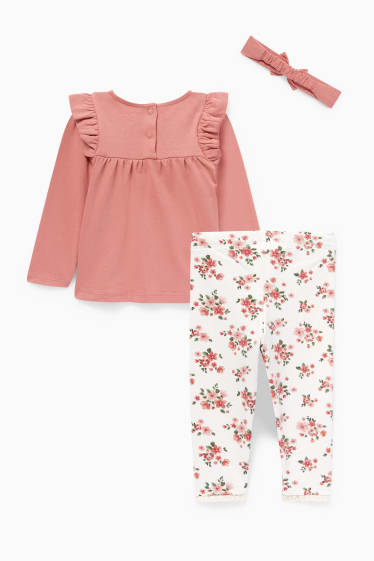 Baby Mädchen - Baby-Outfit - 3 teilig - dunkelrosa