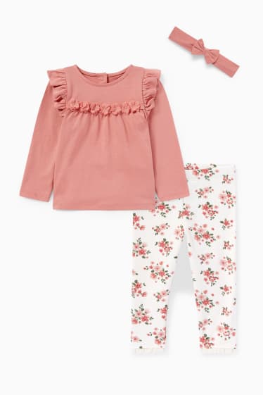 Baby Mädchen - Baby-Outfit - 3 teilig - dunkelrosa