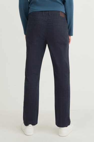Mężczyźni - Spodnie - regular fit - w kratę - ciemnoniebieski