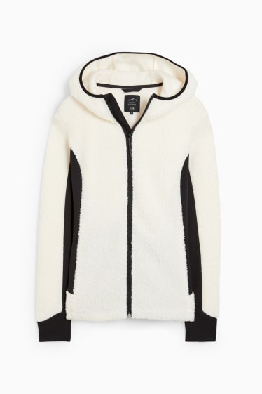 Women - Teddy fur zip-through sweatshirt with hood - cremewhite