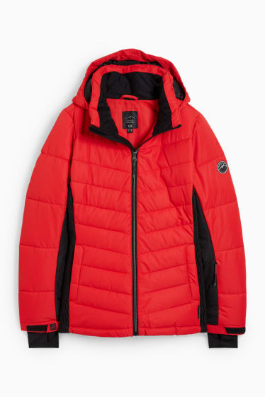 Dames - Ski-jas met capuchon - rood