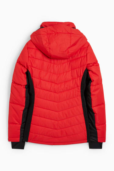 Dames - Ski-jas met capuchon - rood